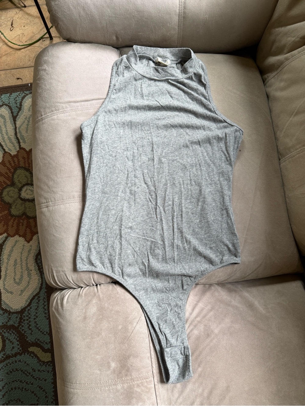 Bozzolo Gray Cotton Sleeveless High-Neck , High Leg Bodysuit